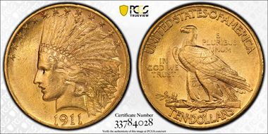 1911 $10 MS62