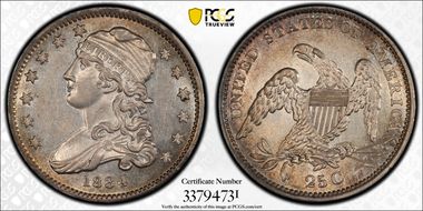 1834 25C B-1, Late Die State AU55