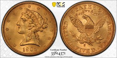 1905-S $5 MS64