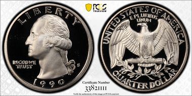 1990-S 25C PR70DCAM