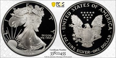 1991-S $1 Silver Eagle PR70DCAM