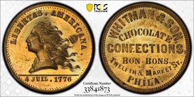 (1876) Token Pa-Ph 488A Brass Whitman & Son MS65