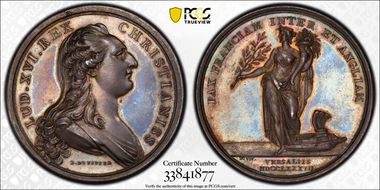 1783 AR Medal Betts-612, Treaty of Paris MS64