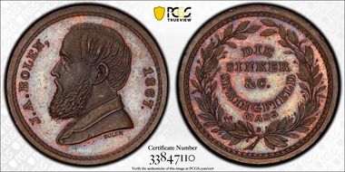 (c.1867) Medal JAB-24a Copper J.A. Bolen MS65BN