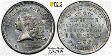 (1876) Token Pa-Ph 880 White Metal I.L. Cragin & Co. MS63