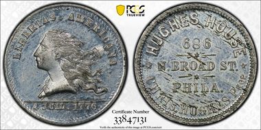 (1876) Token Pa-Ph 960 White Metal Hughes House MS62