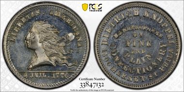 (1876) Token Pa-Ph 990A White Metal Dietrich Knoppel MS63