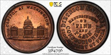 (1876) Token Pa-Ph 998A Copper Dietrich Knoppel MS63RB