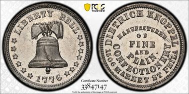 (1876) Token Pa-Ph 991 White Metal Diertrich Knoppel MS62