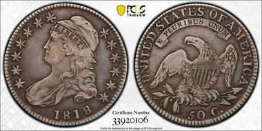 1818 50C O-108, Pincher 8s VF25