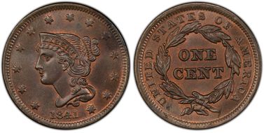 1841 1C Newcomb 7 MS64BN