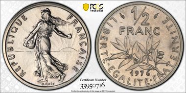 1976 1/2 Fr KM-P552 Piefort Ag SP65