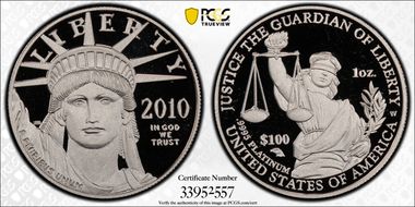 2010-W $100 Statue of Liberty PR70DCAM