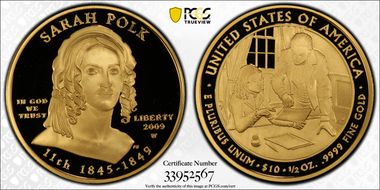 2009-W $10 Sarah Polk PR70DCAM
