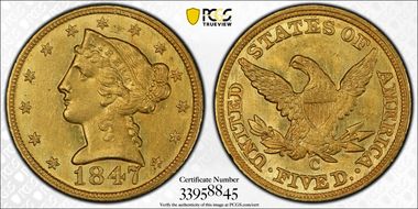 1847-C $5 MS62+