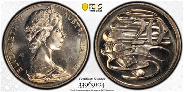 1981 20C 3 1/2 Claw Scalloped Letters Obverse MS64