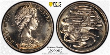 1981 20C 3 1/2 Claw Scalloped Letters Obverse MS64