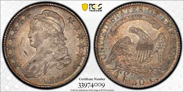 1819 50C Overton 109a AU58