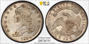 1834 50C O-118, 1834/1834 AU58