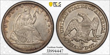 1848-O 50C WB-4 Large O AU53