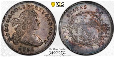 1795 $1 Draped Bust, Off-Center MS62+