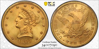 1899 $10 MS65+
