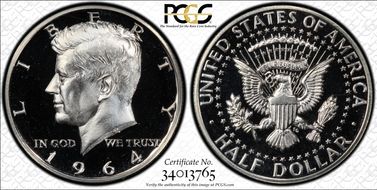 1964 50C Accented Hair PR68+ CAM