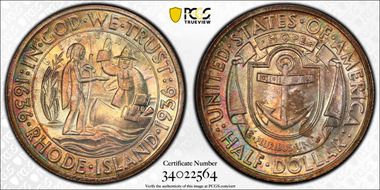 1936 50C Rhode Island MS67+