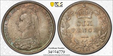1887 6D S-3929 Value Rev MS66