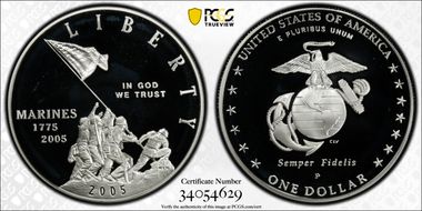 2005-P $1 Marine Corps PR69DCAM