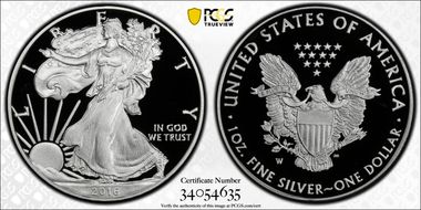 2016-W $1 Silver Eagle 30th Anniversary Lettered Edge PR69DCAM