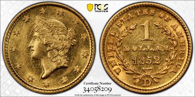 1852-D G$1 MS62