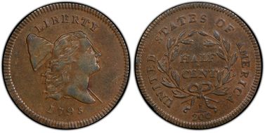 1795 1/2C C-1, Lettered Edge AU58+ BN