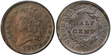 1809/6 1/2C C-5, 9 Over Inverted 9 MS64BN