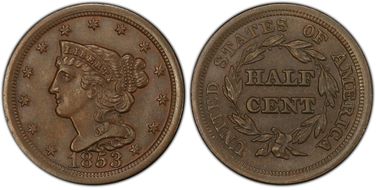1853 1/2C Cohen 1 MS64BN