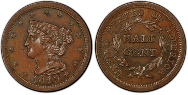 1849 1/2C C-1 MS64BN