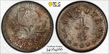 1865 1/4 Dec Restrepo-246.4 Bogota MS65