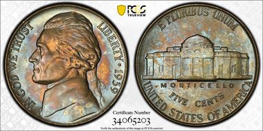 1939 5C Reverse of 1940 MS64