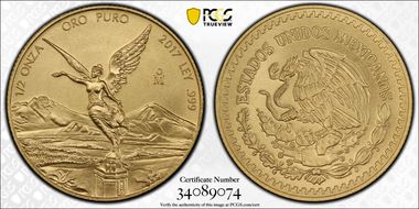 2017-Mo 1/2 oz Libertad Gold MS70