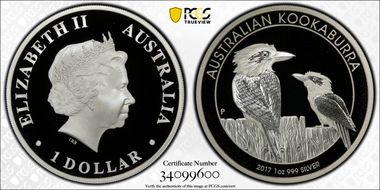 2017-P $1 Kookaburra Ag PR70DCAM