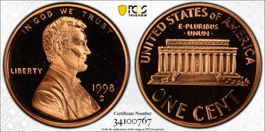 1998-S 1C Close AM, FS-901 PR69DCAM