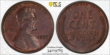 1955 1C Doubled Die Obverse AU55BN