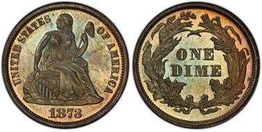 1873 10C No Arrows, Closed 3 PR66