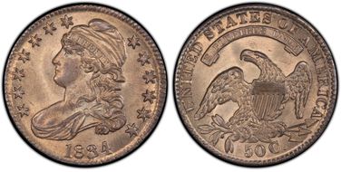 1834 50C Large Date, Large Letters MS64