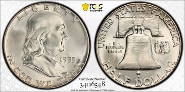 1953 50C Obv Die Clash FS-402 MS64FBL