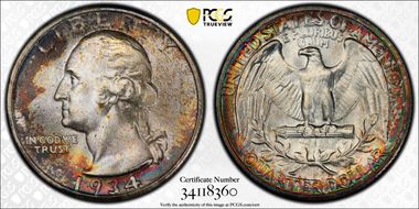 1934 25C Heavy Motto MS67