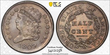 1809 1/2C C-6 AU58BN