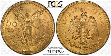 1925 50 Peso KM-481  Au MS64