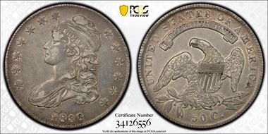 1836 50C Lettered Edge XF45