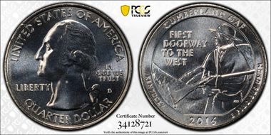 2016-D 25C Cumberland Gap NP MS68